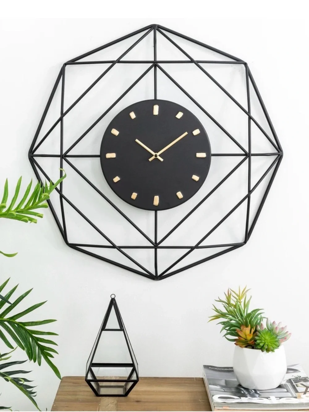 Modern Industrial Octagonal Frame Clock